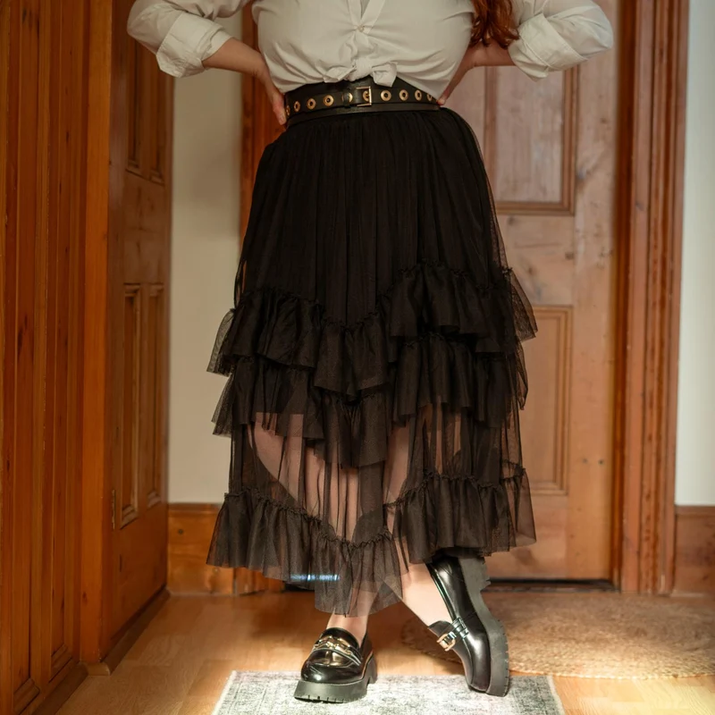 Maxi Mesh Skirt - Black