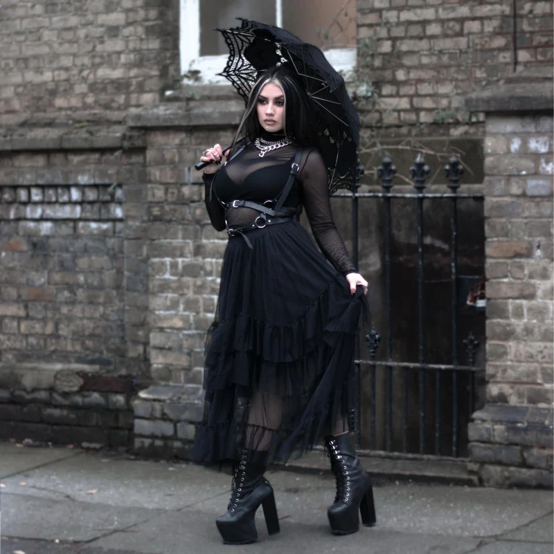 Maxi Mesh Skirt - Black