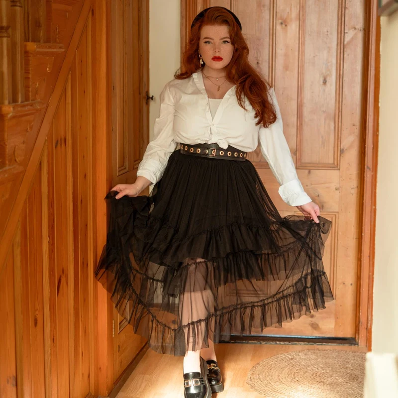 Maxi Mesh Skirt - Black