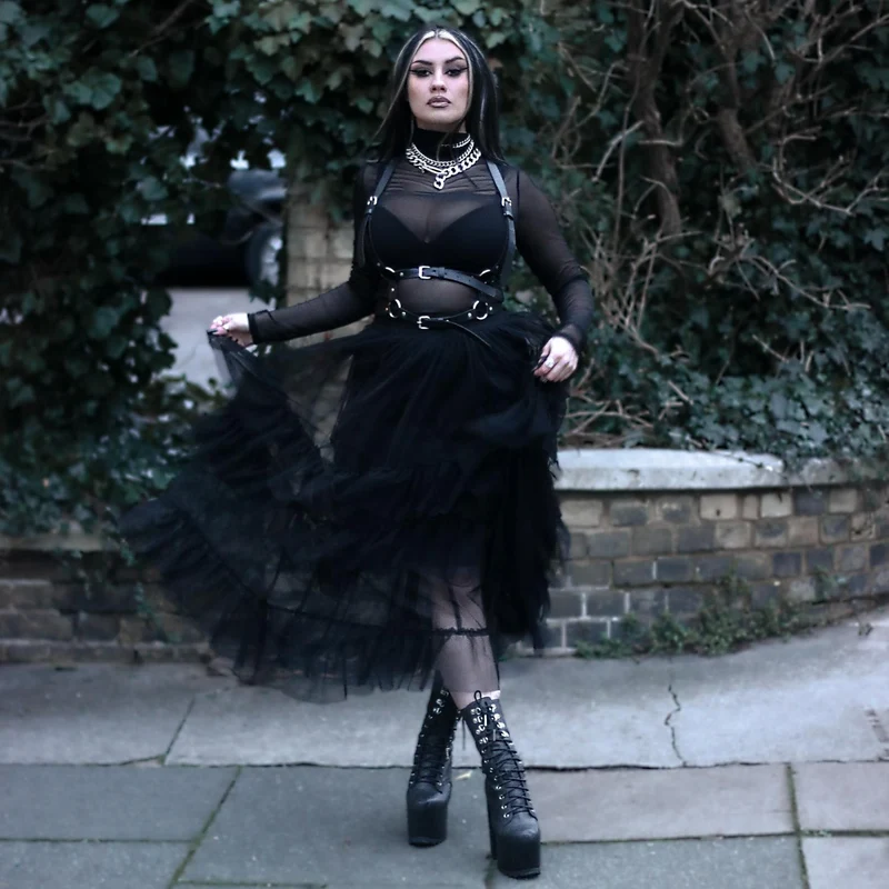 Maxi Mesh Skirt - Black