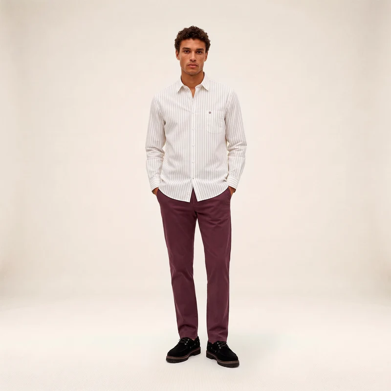 Pantalon coupe confort coton stretch rouge 702