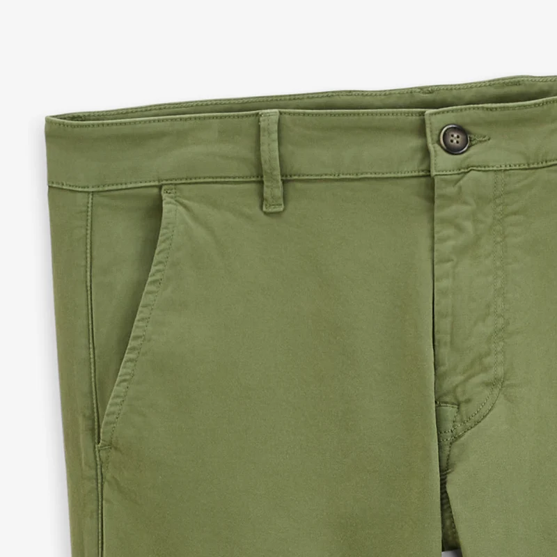 Pantalon coupe confort coton stretch vert thym 702