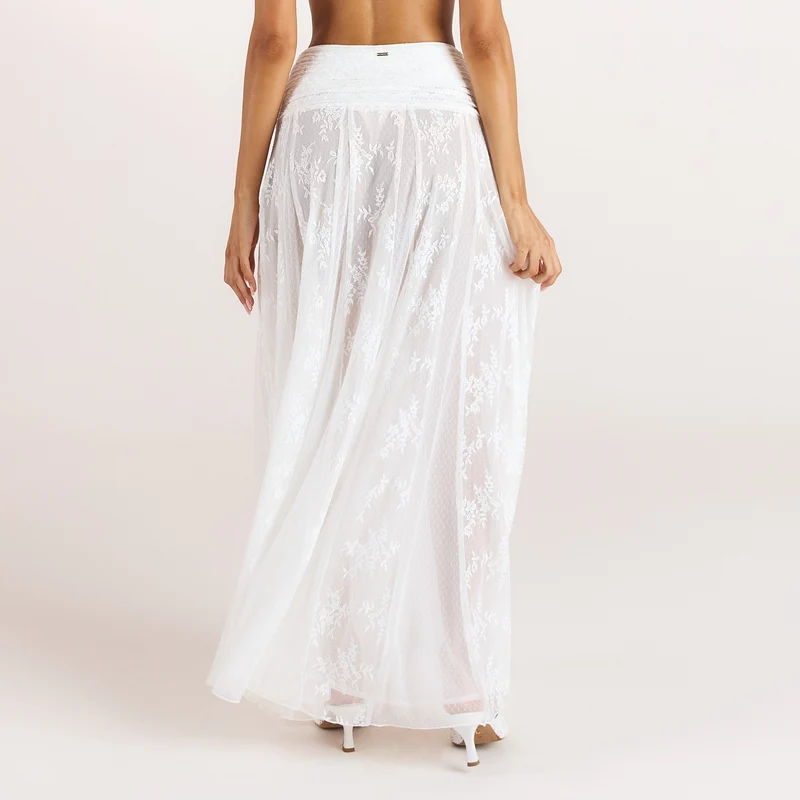 Jupe en Dentelle Transparente - Blanc
