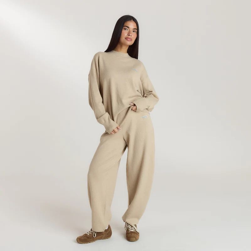 Jogger Barrel en Maille - Flocon d'Avoine