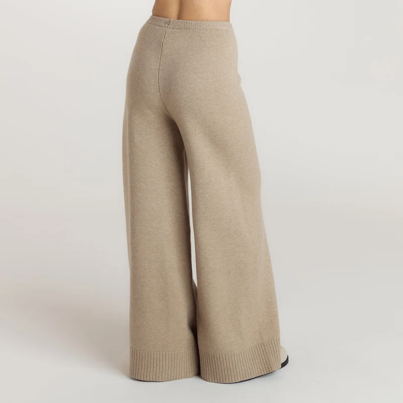 Pantalon à Ourlet en Maille - Vison