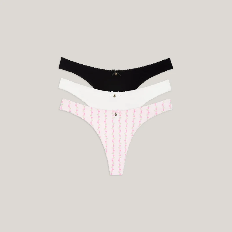 Strings Cotton Kisses (Lot de 3) - Imprimé Rose