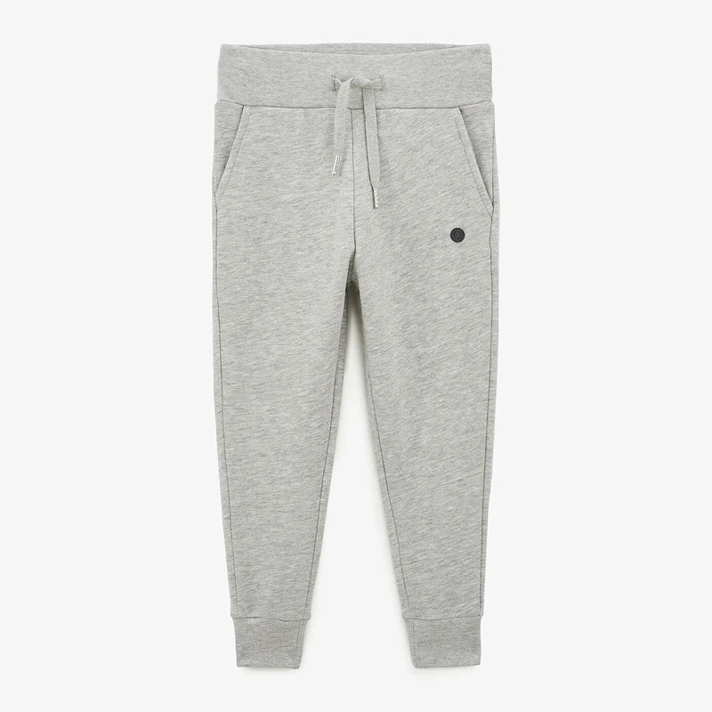 Pantalon de jogging garçon en molleton gris chiné