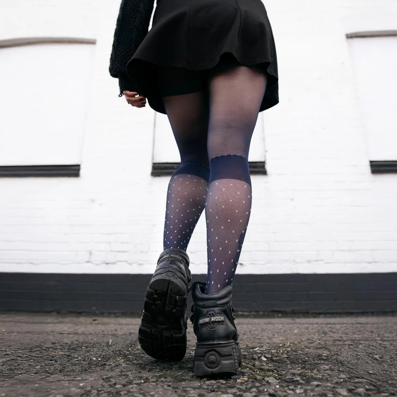 Seoul Chic Faux Sock Tights - Navy