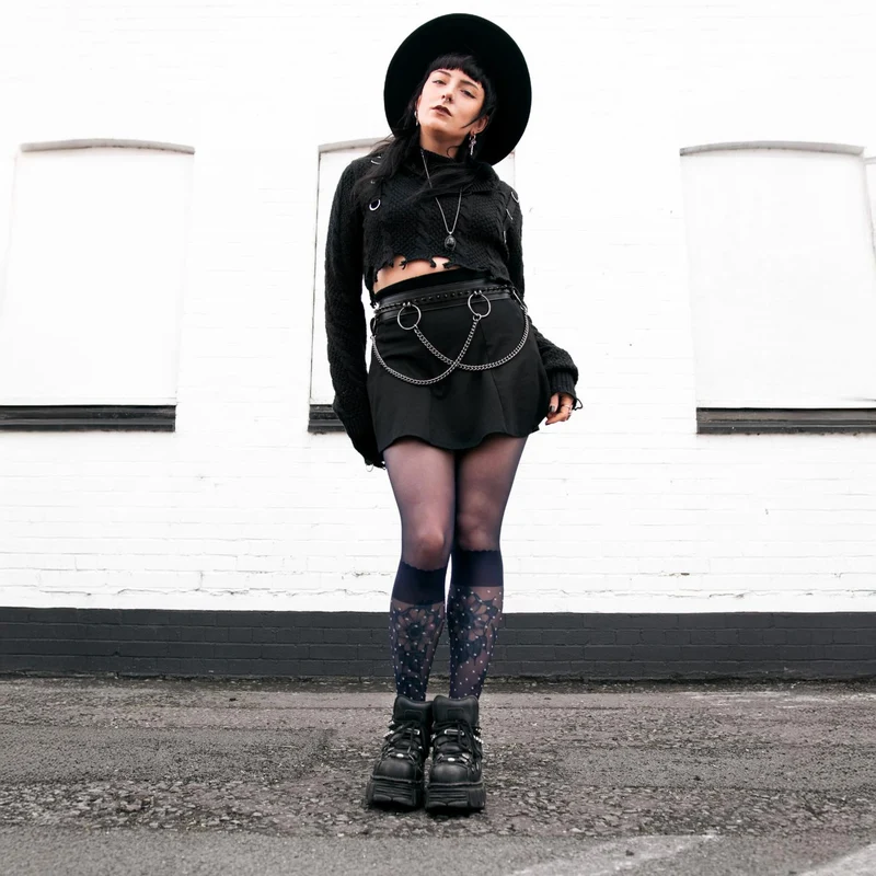 Seoul Chic Faux Sock Tights - Navy