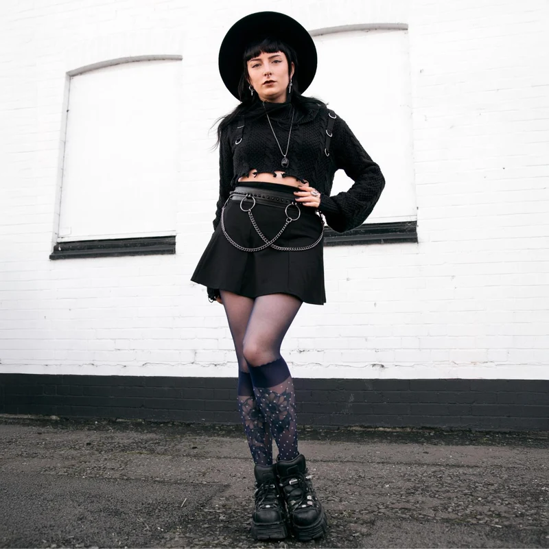 Seoul Chic Faux Sock Tights - Navy