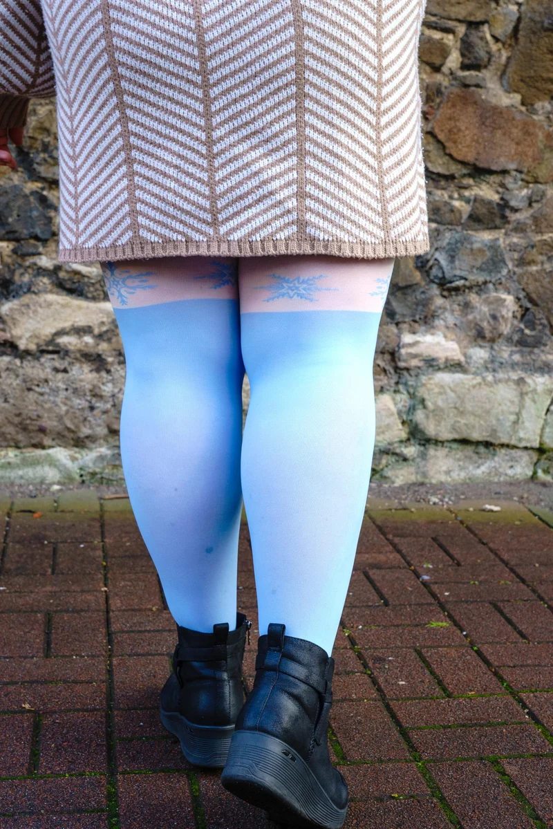 80 Denier Opaque Tights - Snowflake Garter