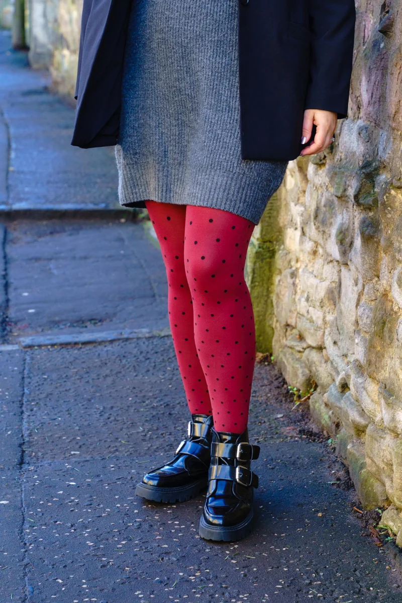 80 Denier Opaque Tights - Cherry Dot