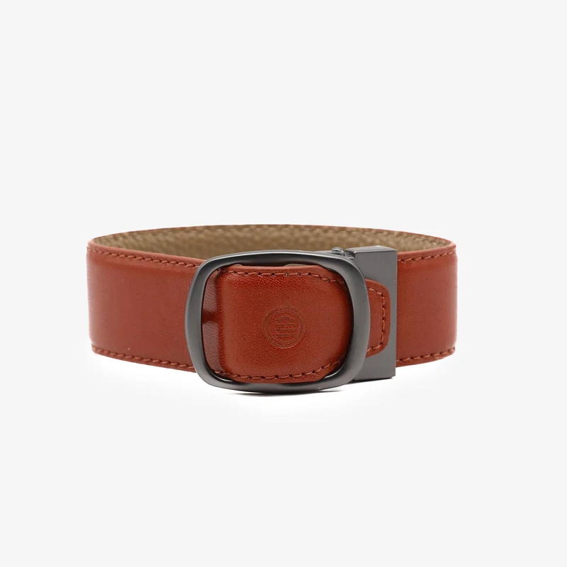 Ceinture en cuir réversible marron cognac