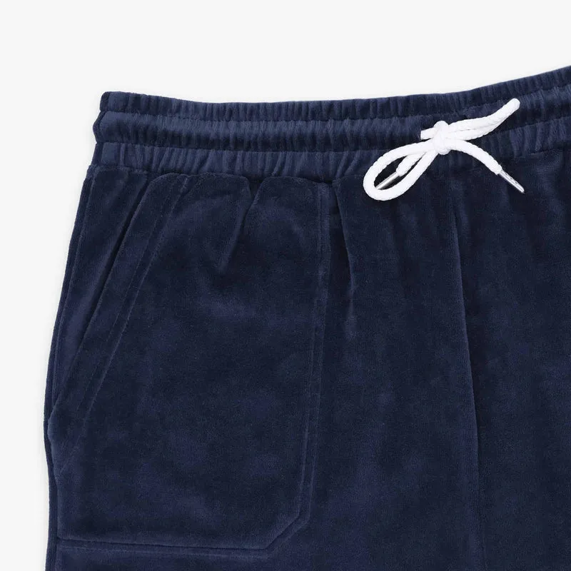 Bermuda en éponge avec taille élastiquée bleu opale
