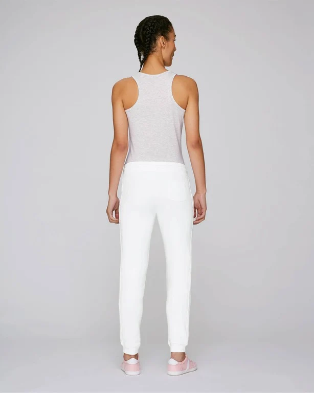 Pantalon de yoga femme blanc en coton bio avec arbre ashram