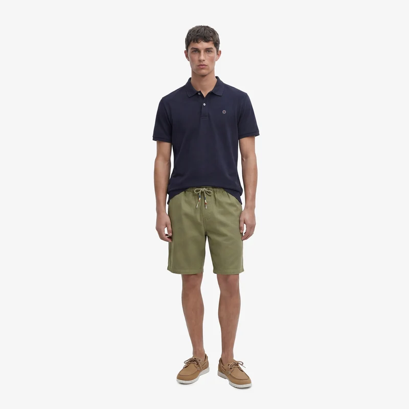 Bermuda 201 en coton coupe ample vert olive