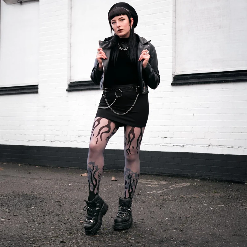 Flames Sheer Tights