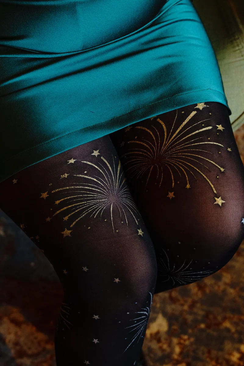 80 Denier Opaque Tights - Glitter Fireworks