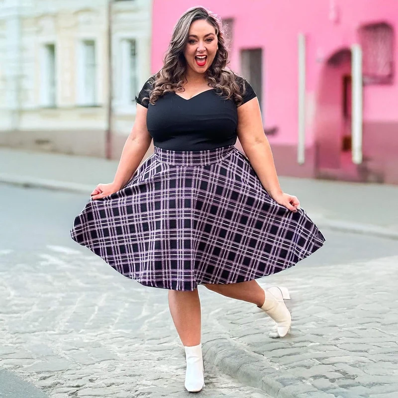 Plaid Flare Skirt - Moorland