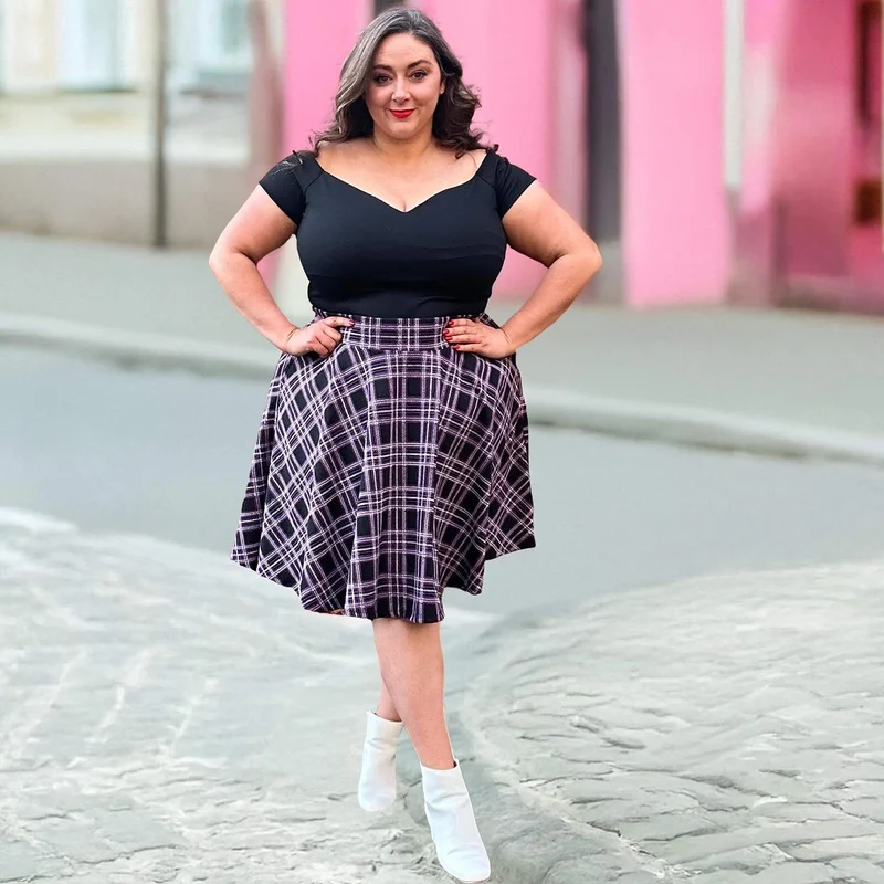 Plaid Flare Skirt - Moorland