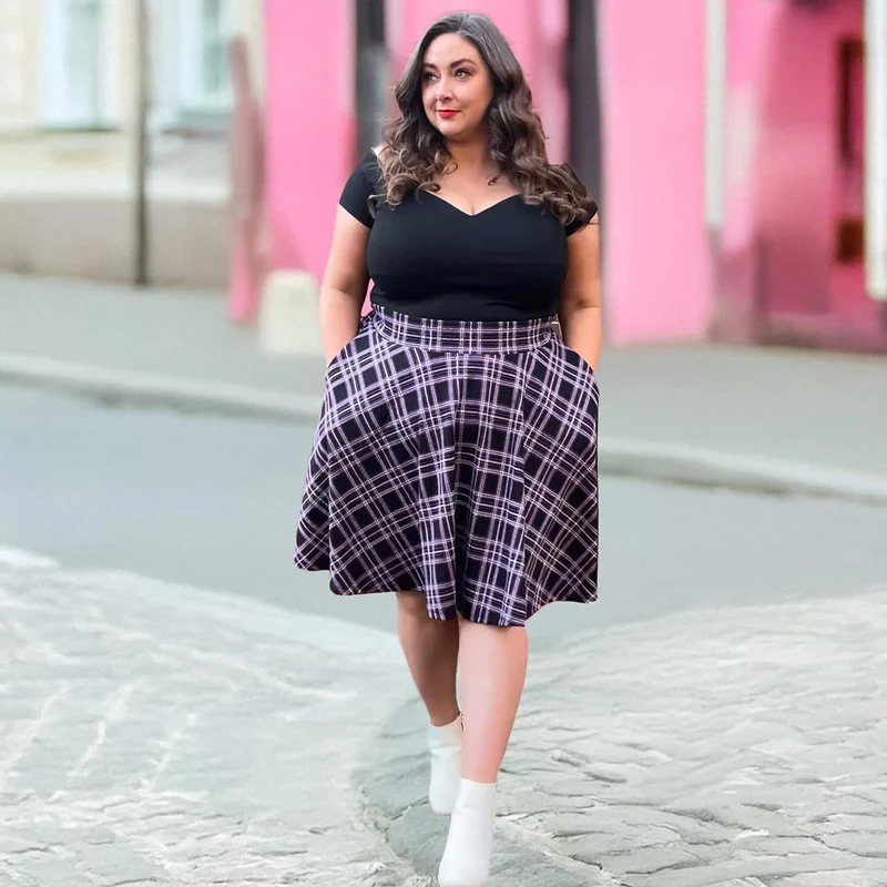 Plaid Flare Skirt - Moorland