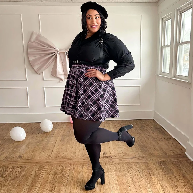 Plaid Mini-Flare Skirt - Moorland