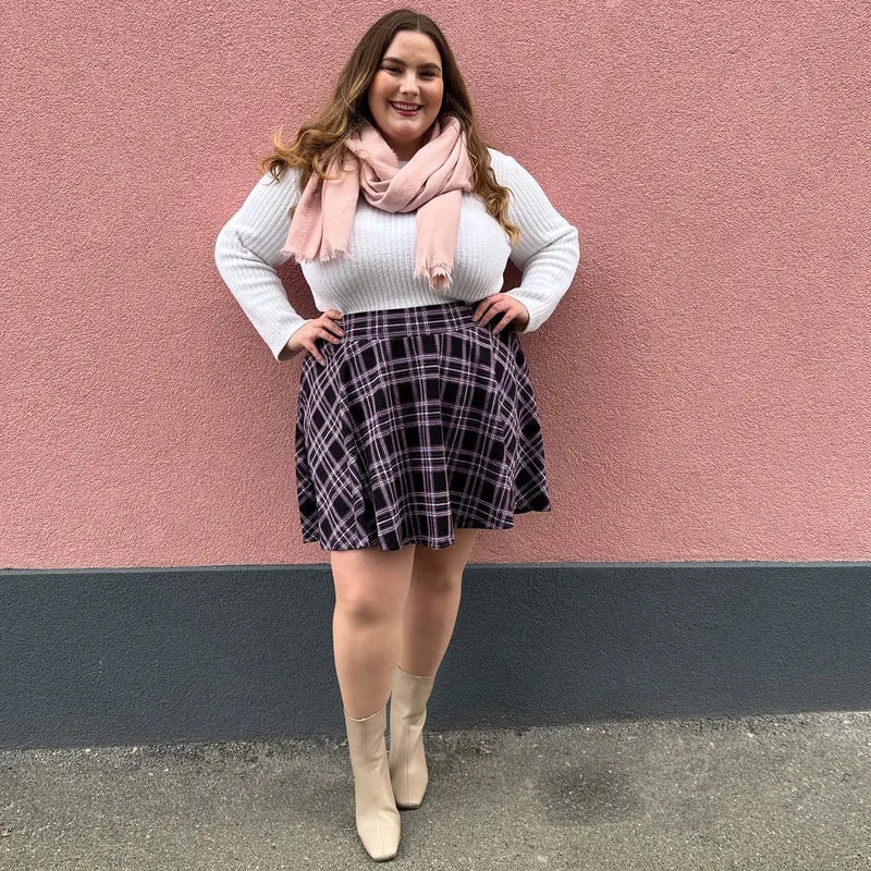 Plaid Mini-Flare Skirt - Moorland