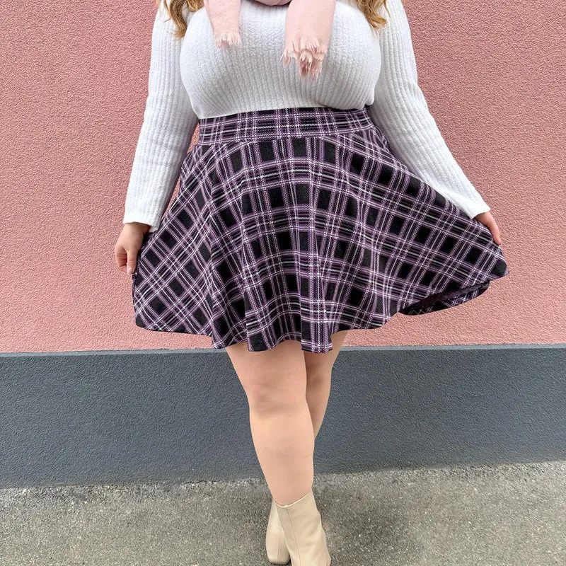 Plaid Mini-Flare Skirt - Moorland