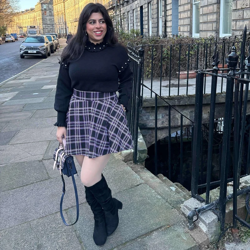 Plaid Mini-Flare Skirt - Moorland