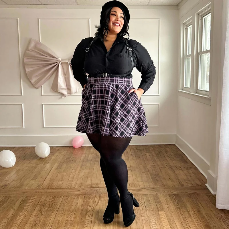 Plaid Mini-Flare Skirt - Moorland