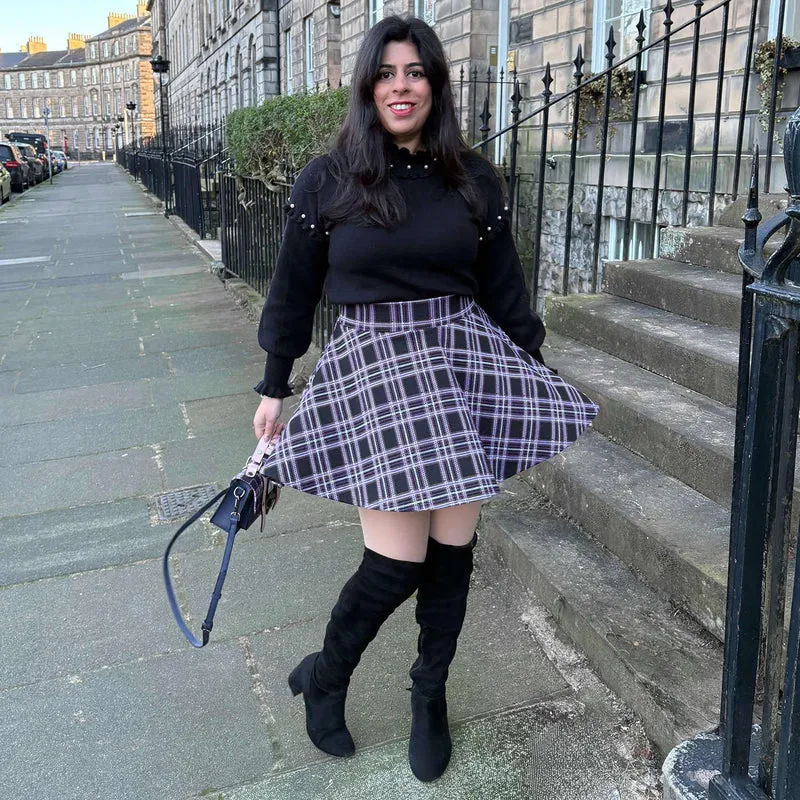 Plaid Mini-Flare Skirt - Moorland