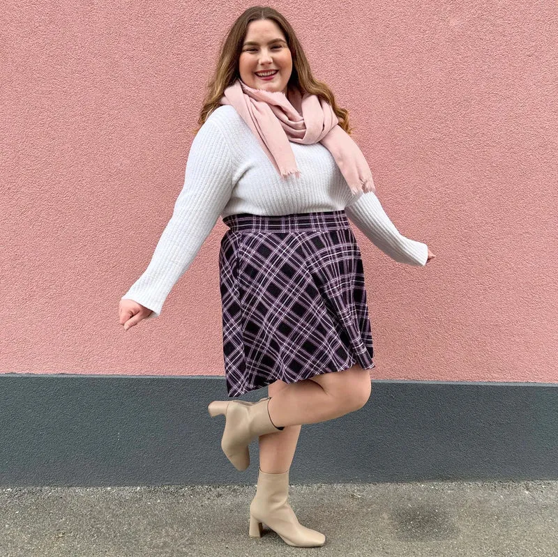 Plaid Mini-Flare Skirt - Moorland