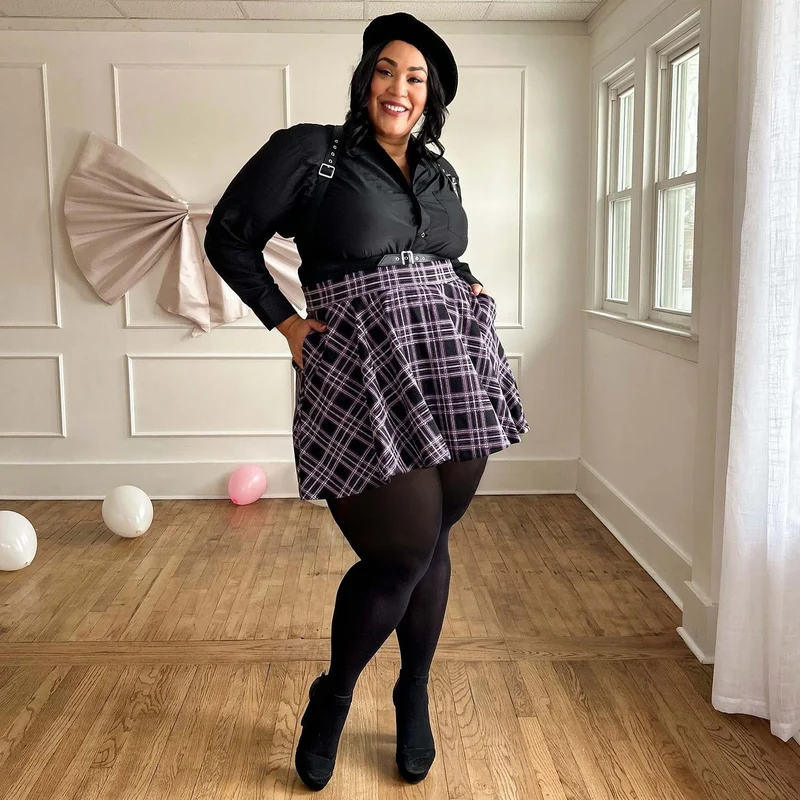 Plaid Mini-Flare Skirt - Moorland
