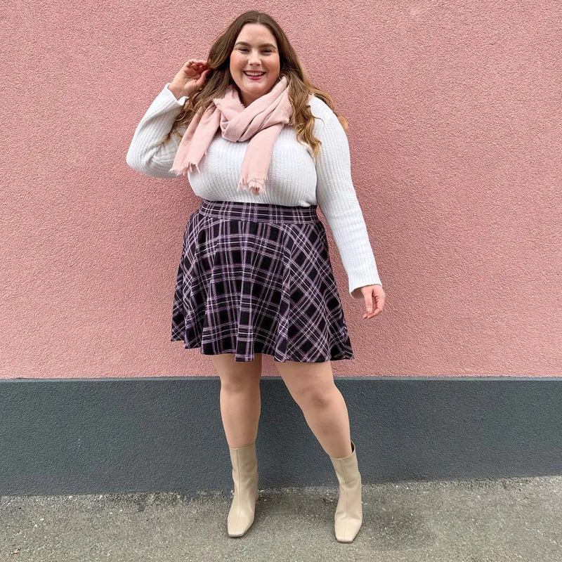 Plaid Mini-Flare Skirt - Moorland