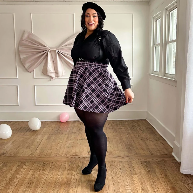 Plaid Mini-Flare Skirt - Moorland