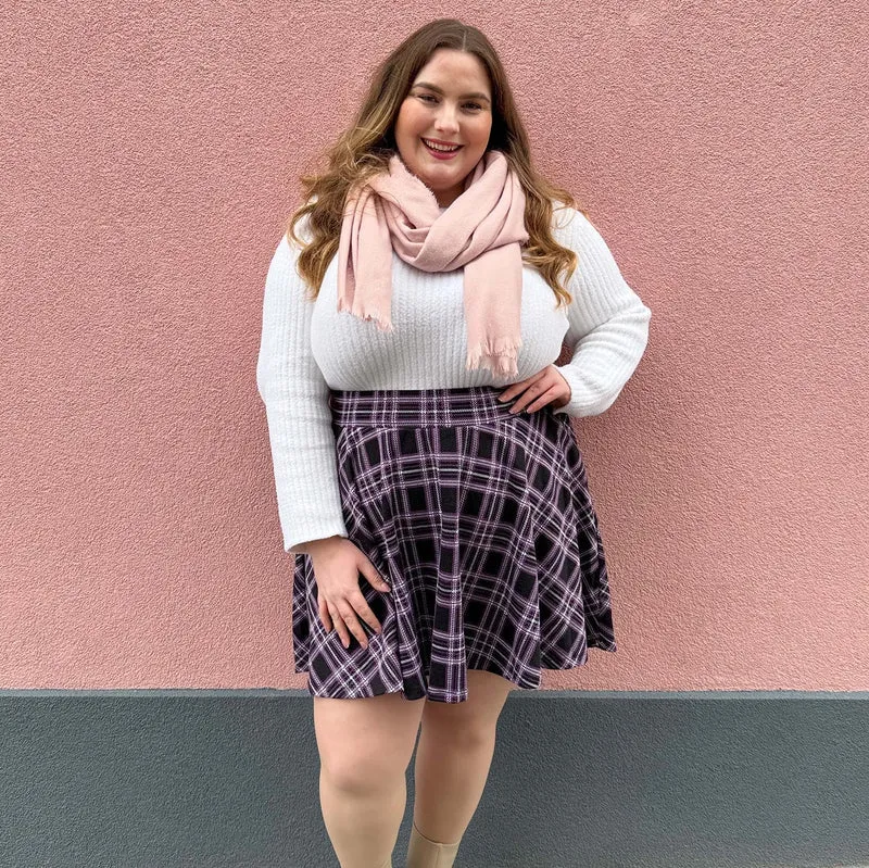 Plaid Mini-Flare Skirt - Moorland