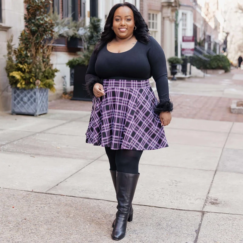 Plaid Mini-Flare Skirt - Moorland