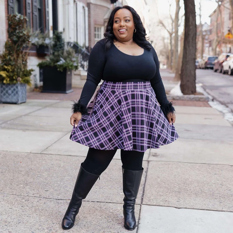 Plaid Mini-Flare Skirt - Moorland
