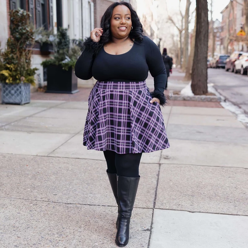 Plaid Mini-Flare Skirt - Moorland
