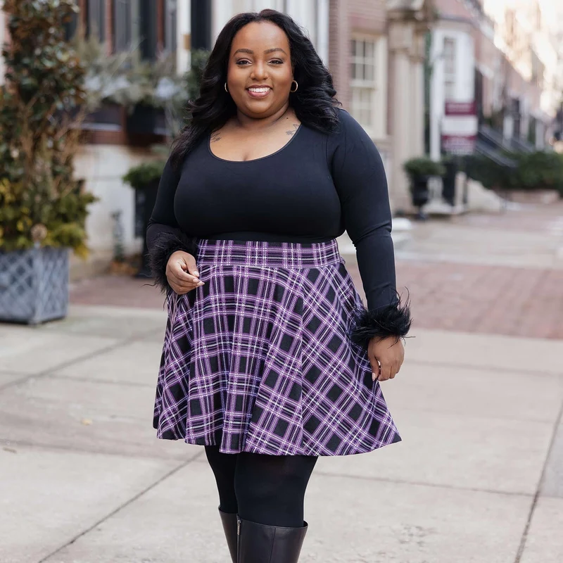 Plaid Mini-Flare Skirt - Moorland