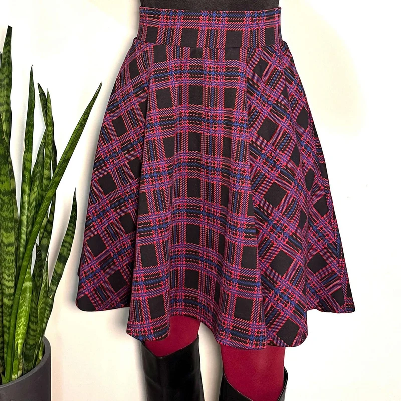 Plaid Flare Skirt - Ember