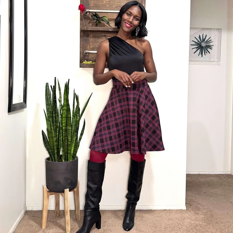 Plaid Flare Skirt - Ember