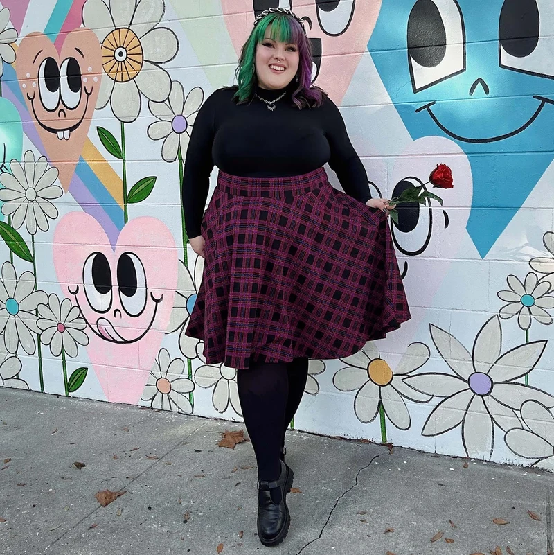 Plaid Flare Skirt - Ember