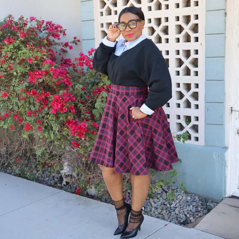 Plaid Flare Skirt - Ember