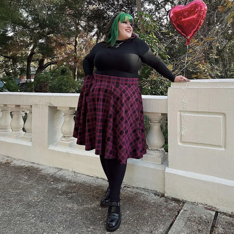 Plaid Flare Skirt - Ember