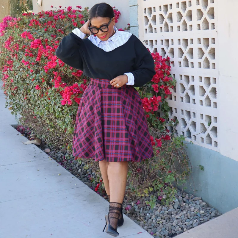 Plaid Flare Skirt - Ember