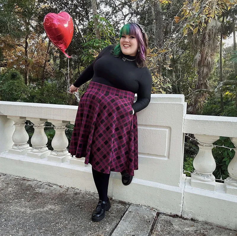Plaid Flare Skirt - Ember
