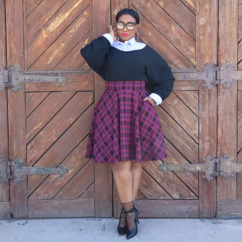 Plaid Flare Skirt - Ember