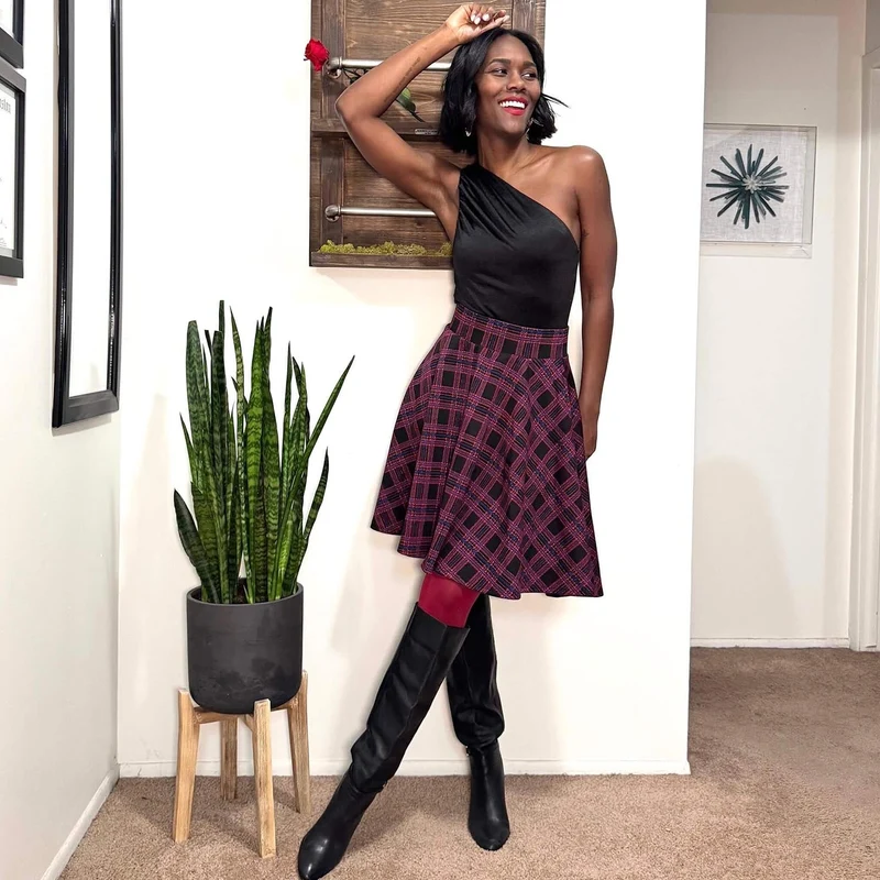 Plaid Flare Skirt - Ember