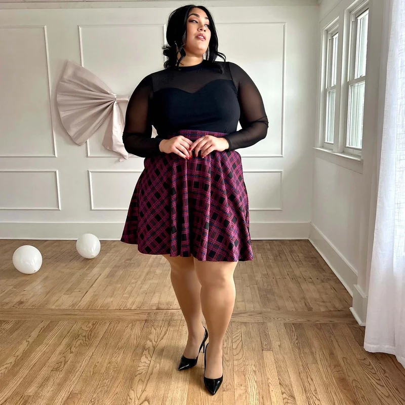 Plaid Flare Skirt - Ember